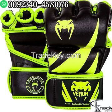 UFC MMA Black Fighting Boxing Leather Gloves Tiger Muay Thai Training Glove