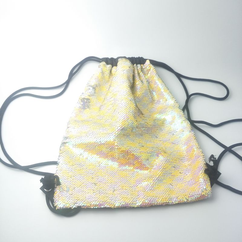 Logo Customized Wholesale Cheap Promotional fish paillette polyester Draw String Bag
