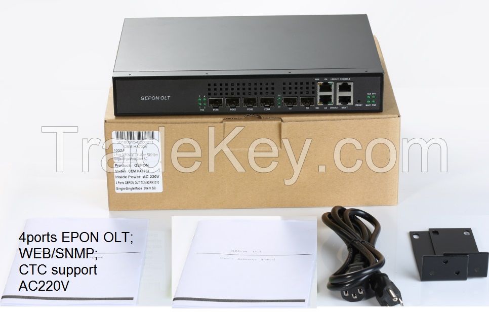 4pon olt work with huawei/zte/fiber home/  WEB SNMP CTC refer to hiosotech.com or hioso.com