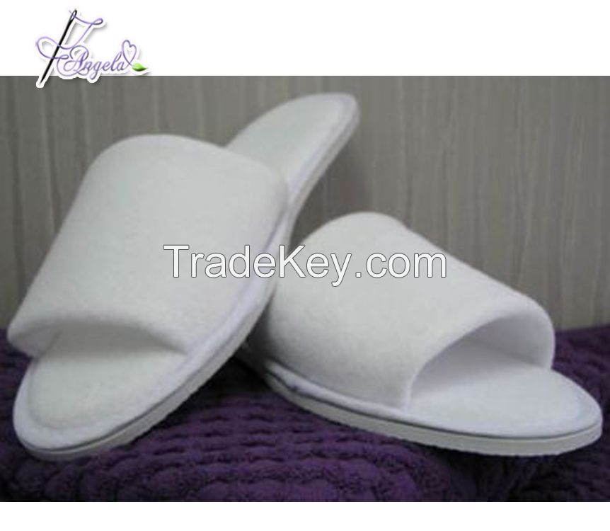 open-toe style wholesale white terry toweling anti-slip bath slippers for women