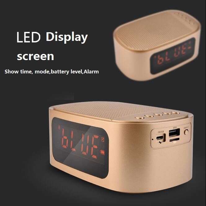 Mini Multi-function Alarm clock Bluetooth V4.1 Speaker with LED Time Display FM Radio TF Reader wire