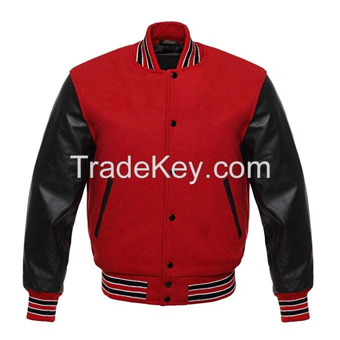 LEATHER SLEEVE VARSITY JACKET