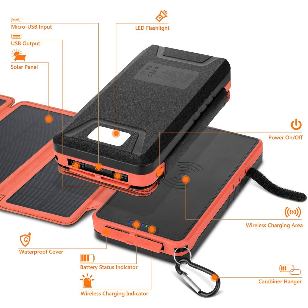 Power Bank with 3 solar panels