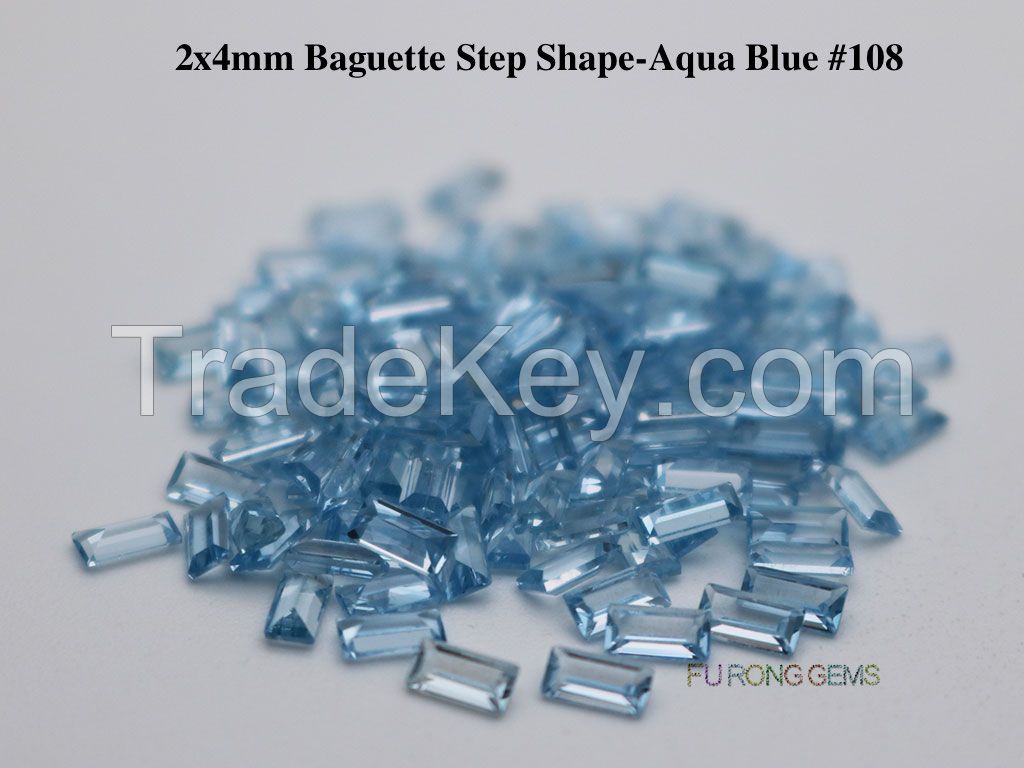 Synthetic Spinel Gemstone Baguette shape Lab Created #108 Spinel Blue Gemstones