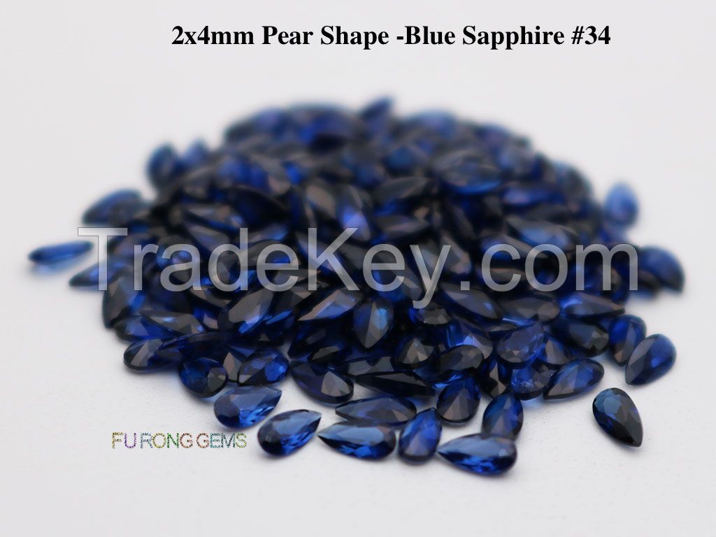 Pear shape Corundum Gemstone Synthetic blue sapphire stone Lab created  #34 color stone