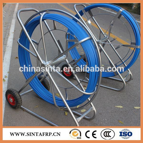 500FT Cable Duct Coated Fiberglass Continuous Duct Rodder with Cage and Stand