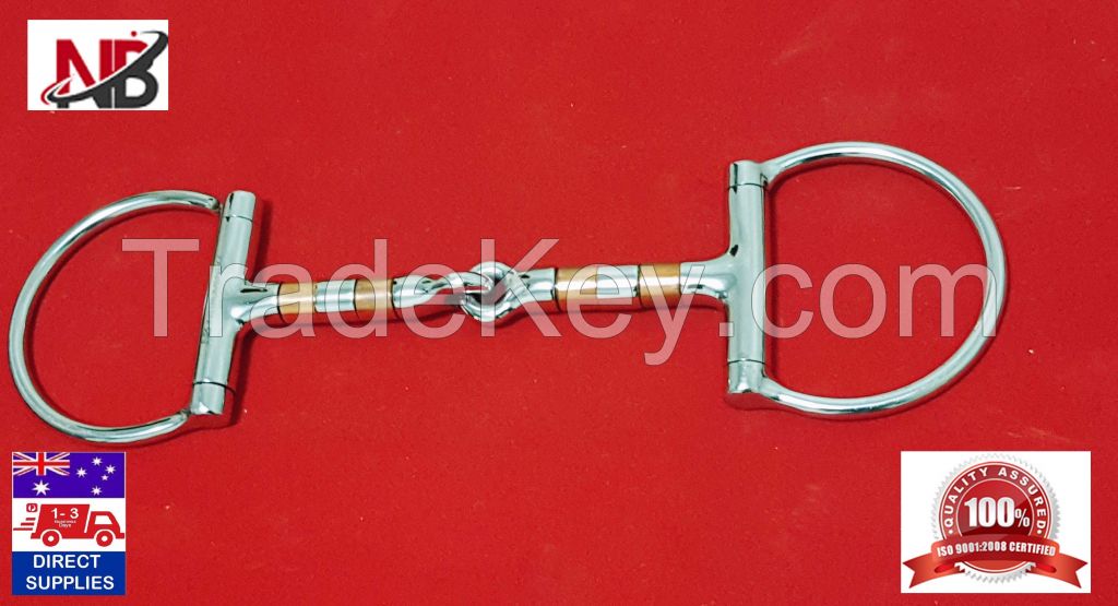 D-RING SNAFFLE HORSE BIT WITH COLOR ROLLERS 5.5"