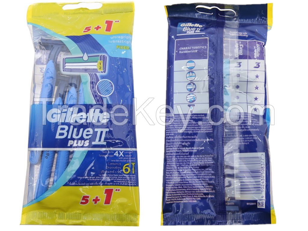Gilete Blue II Plus shaving razor 5+1 pack.