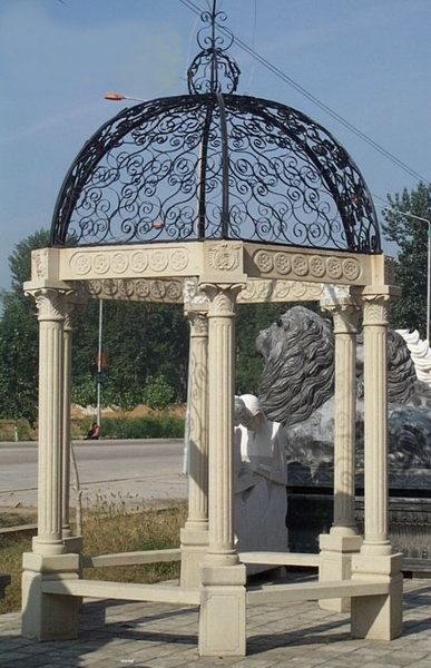 Simple column natural stone gazebo