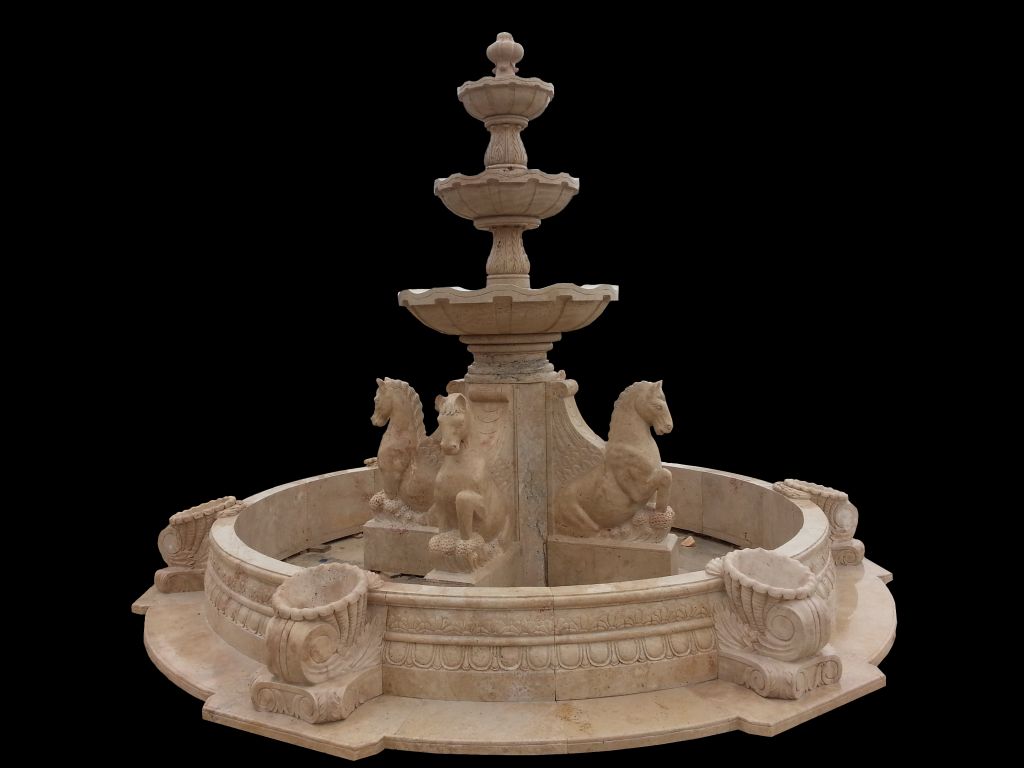 Beautiful hand carved natural marble horse fountain