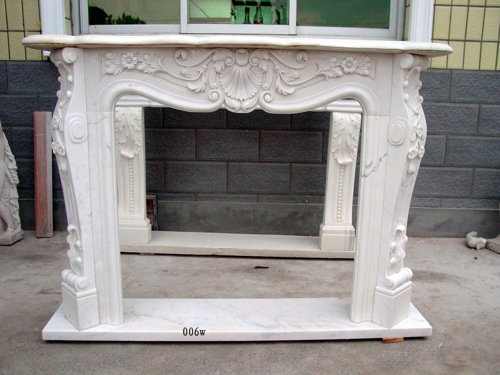 Classic french style stone fireplace mantel