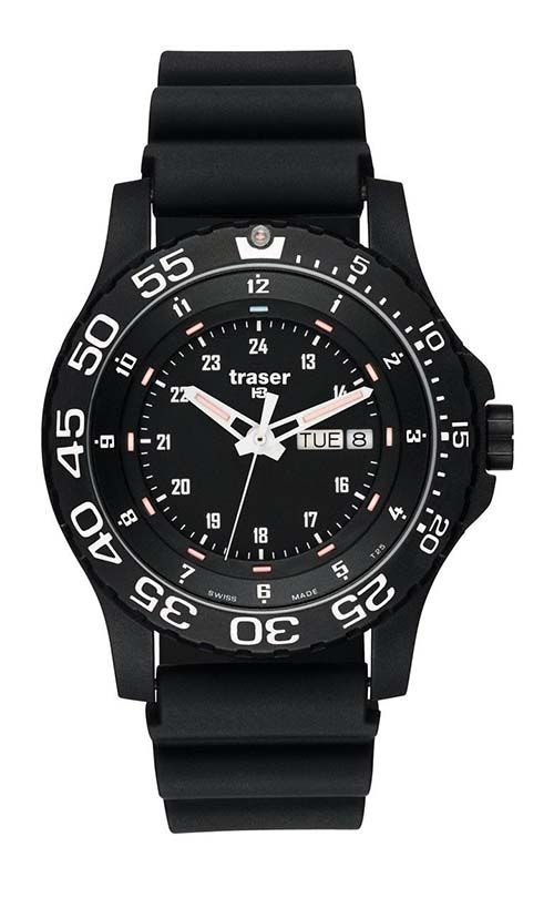 TRASER P66 Elite Red 100378 Men's Rubber Strap Carbon Fiber Case Swiss Watch