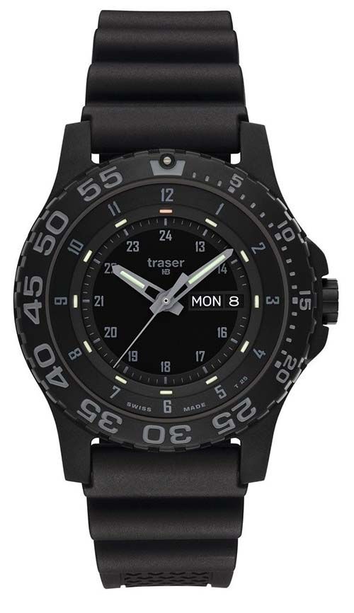 TRASER P66 SHADE 104207 Men's Rubber Strap Steel Black PVD-Plated Swiss Watch