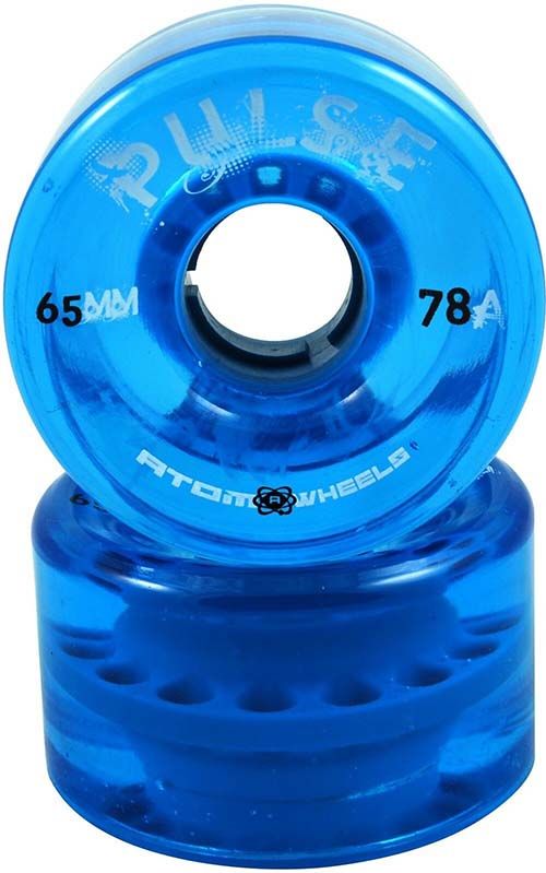 Light Blue Atom Pulse Outdoor Quad Roller Skate Wheels 78A 65mm X 37mm