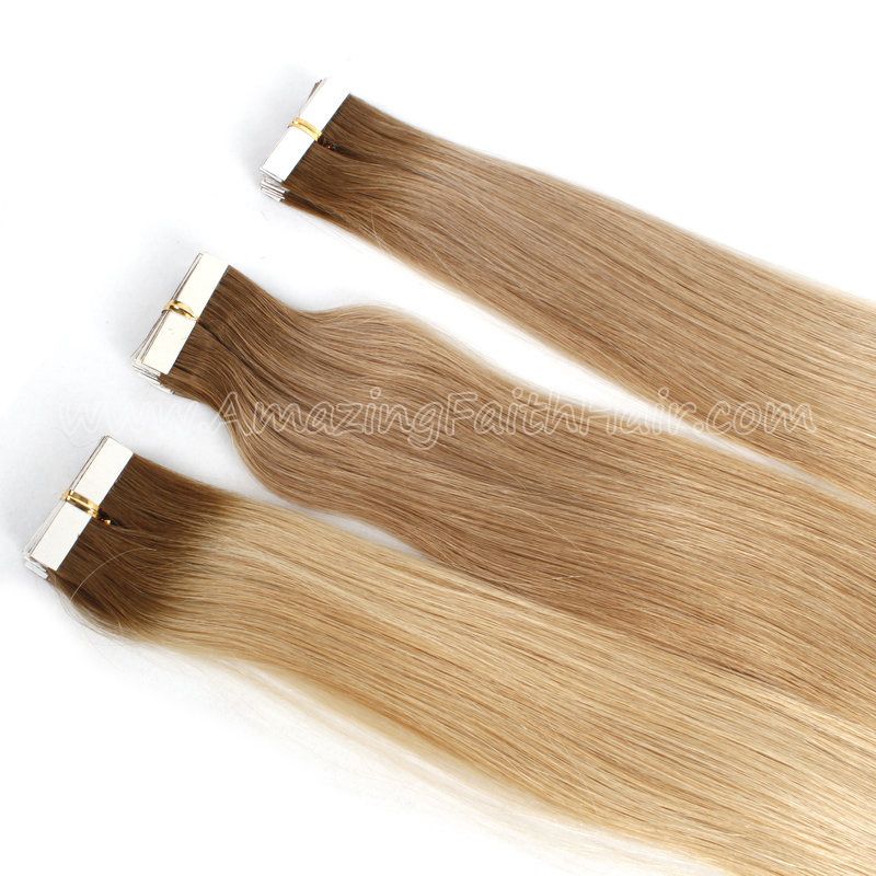 Tape-on Hair Dark Brown Blonde T Color