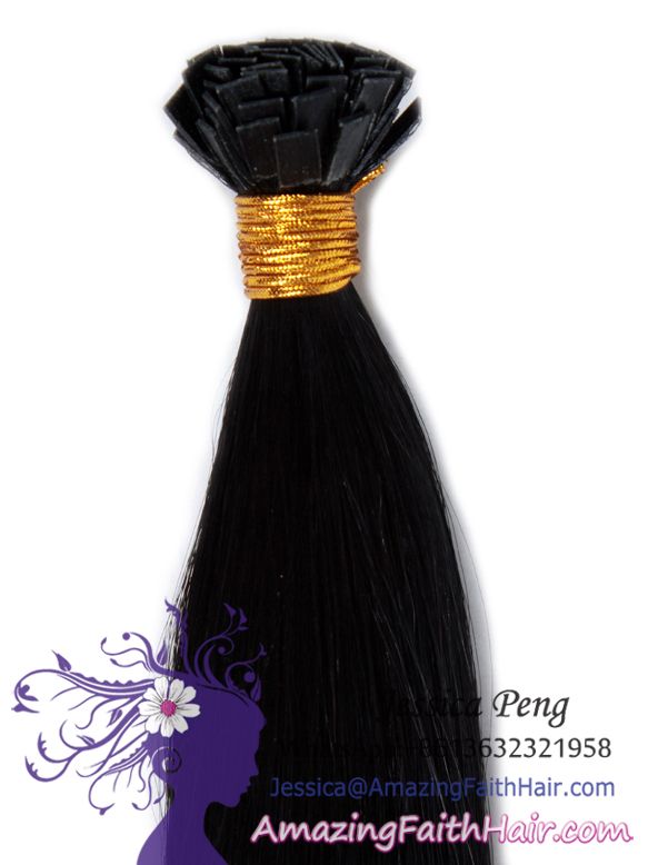 Flat Keratin Tip Black Remy Human Hair Extensions