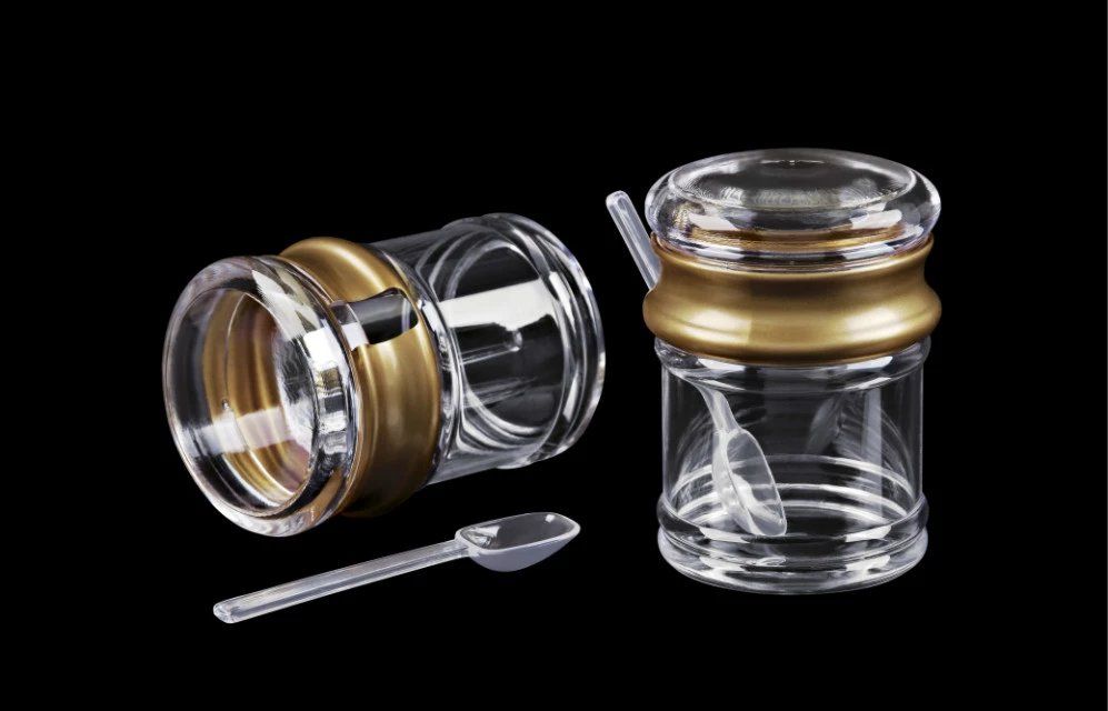 ps clear round shape seasoning bottle and box