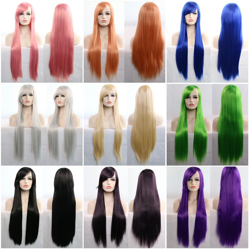 Euro-American Hot sales 32 inch cartoon cosplay long straight wigs heat resistant for women