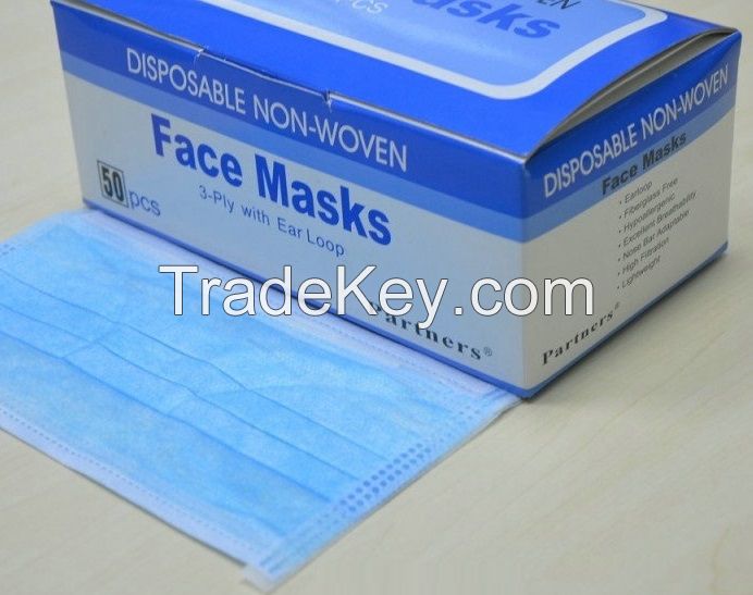 blue green pink white yellow black disposable earloop surgical medical disposable 3-ply face mask