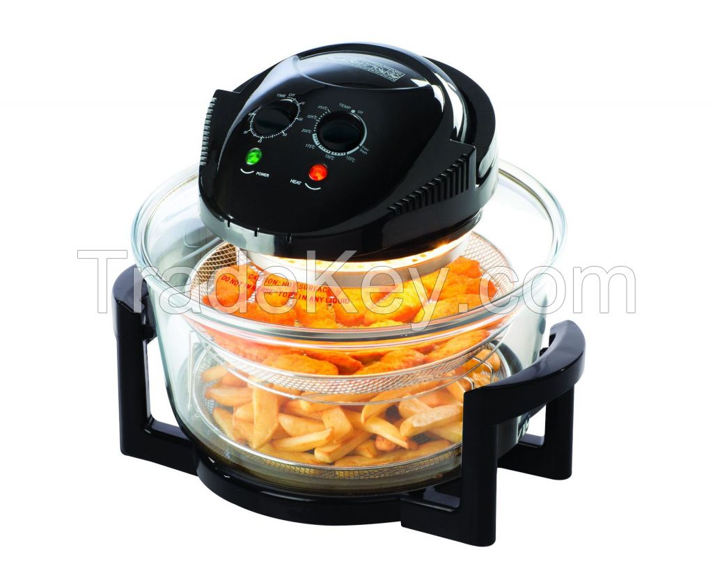Visual Convection Oven Cooker Air Fryer with Extender Ring Black Large Capacity