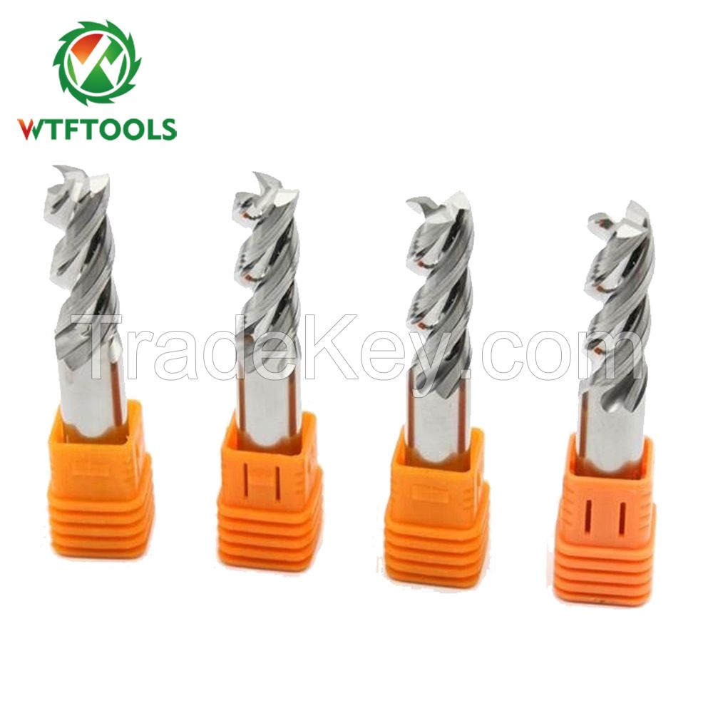 WTFTOOLS Factory 3 Flutes Cemented Carbide End Mill Cutters For Metal CNC Milling Machinery