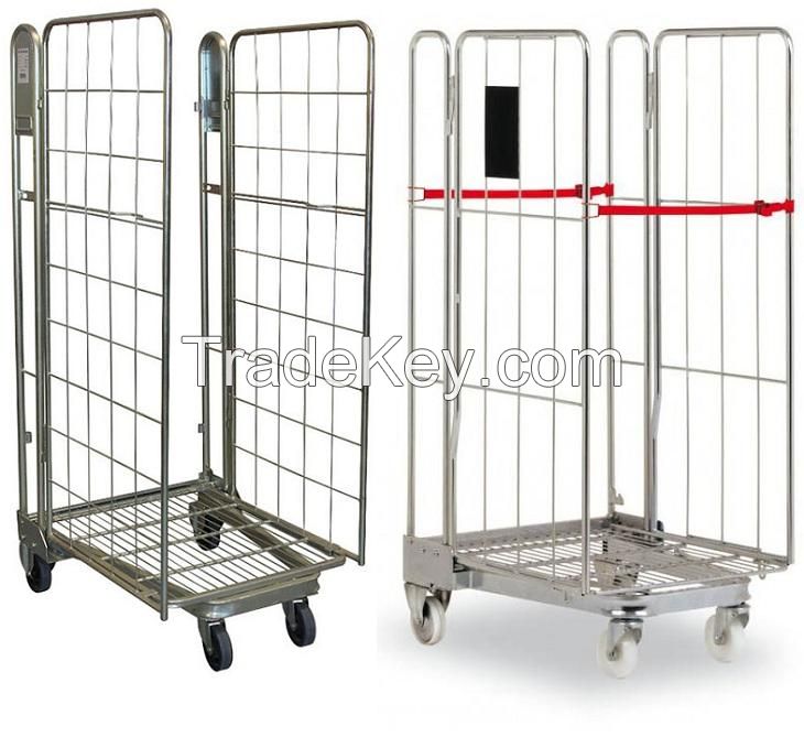 Foldable Collapsible assembly Roll Container Cart Trolley Cage