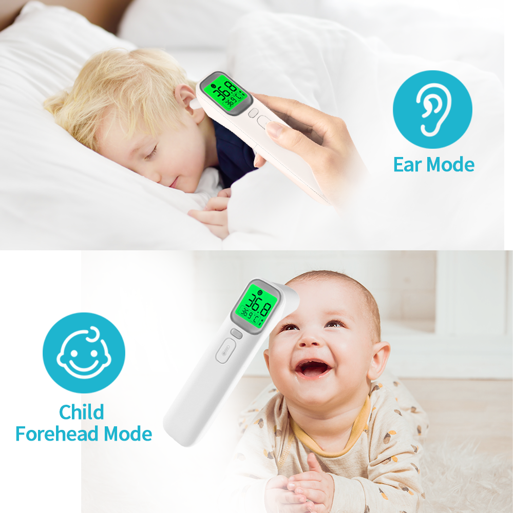 2019 new item ear and forehead 4 modes infrared thermometer with digital LCD display AOJ-20A
