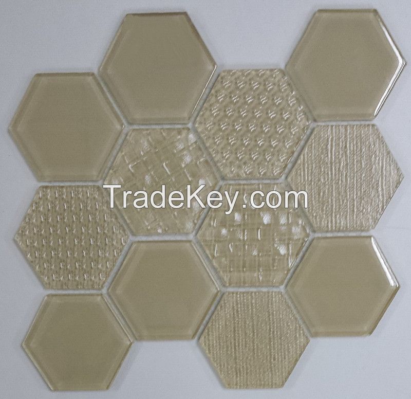 Sell Waterjet Glass Mosaic - MD-1043HEXMS1P