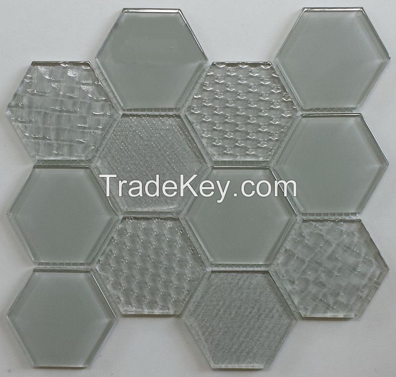 Sell Waterjet Glass Mosaic - MD-1023HEXMS1P