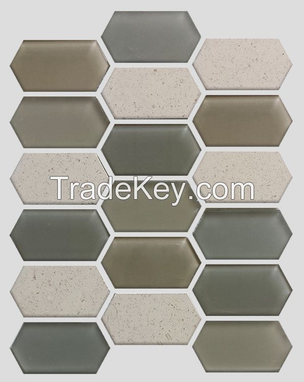Sell Waterjet Glass and Stone Mosaic - MD-1524HEXMS1P
