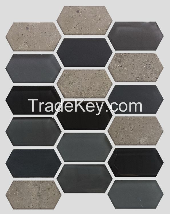 Sell Waterjet Glass and Stone Mosaic - MD-1824HEXMS1P