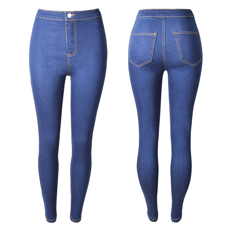 European and American high stretch wash slim bottom jeans for women