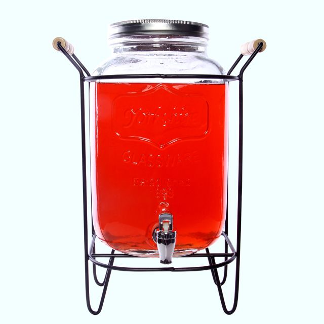 8L YORKSHIRE GLASS BEVERAGE DISPENSER WITH HOLDING RACK