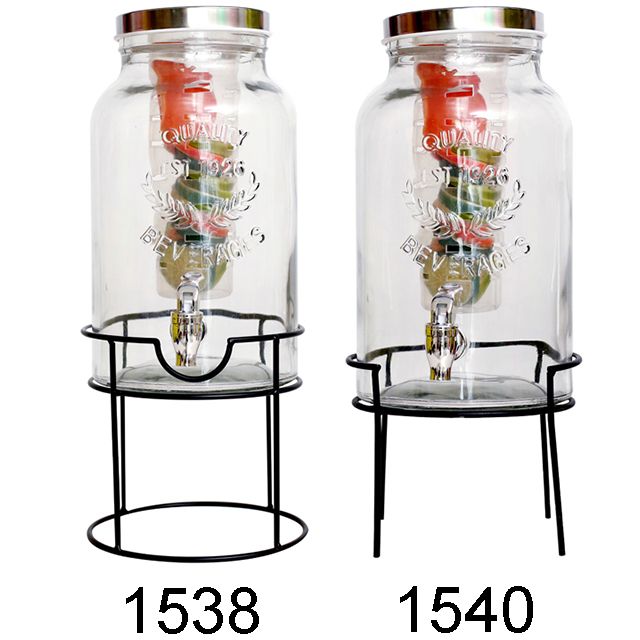 5.5L QUALITY  GLASS BEVERAGE DISPENSER WITH BLACK RACK