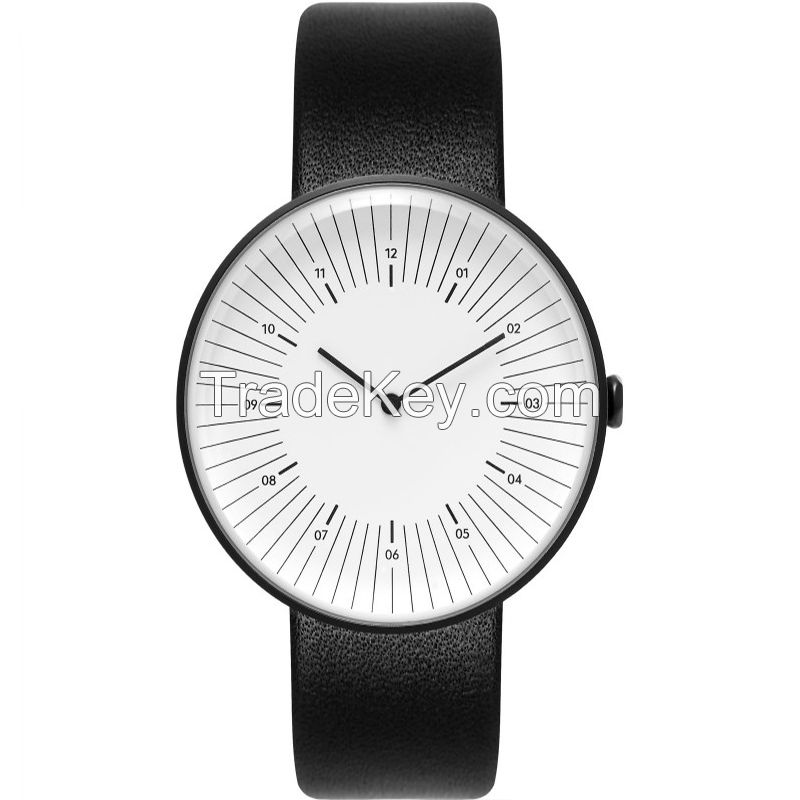 Minimalist Genuine leather with white dial unisex quartz analog watch