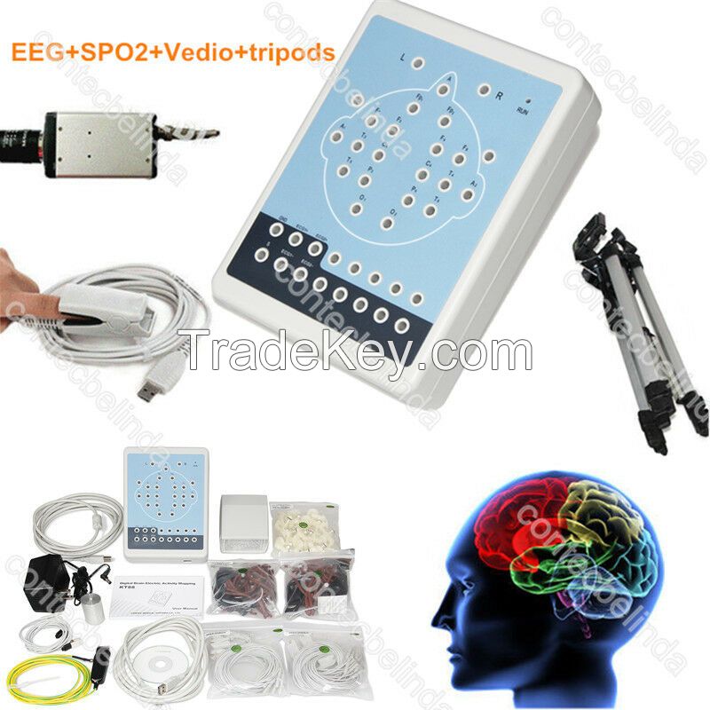 16 Channel EEG Machine, SPO2+Vedio+Tripods, Digital Brain Electric Activity KT88