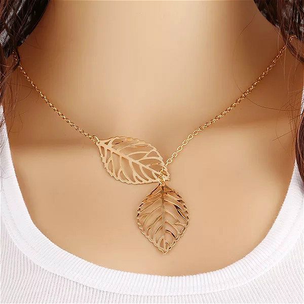 Hollow Leaf Gold Silver Necklace Gift Necklace