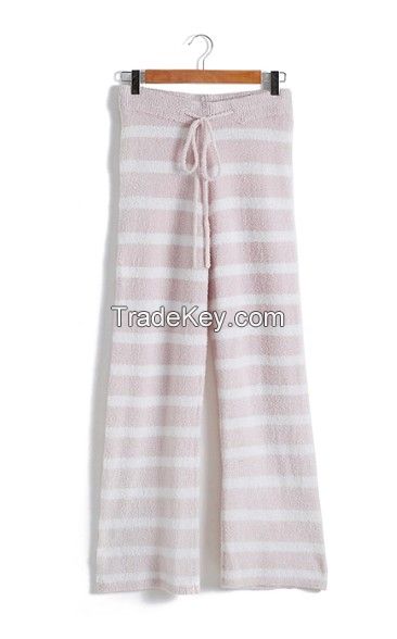Soft Striped Velvet Knit Woman Pants