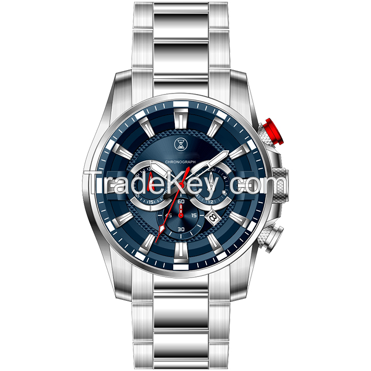 Wholesale 316L Stainless Steel Band Luxury Quartz Chronograph Men Watch