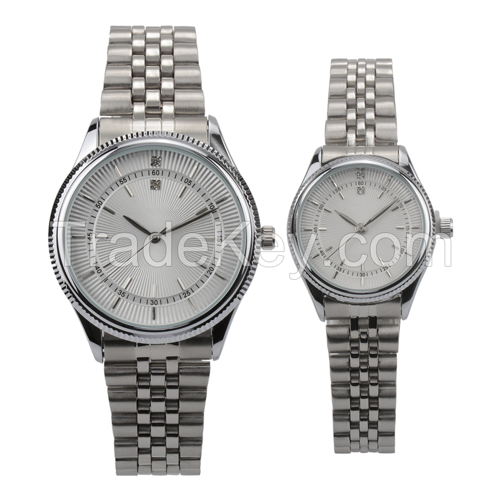 Custom Logo Simple Jewelry Zinc Alloy Couple Watch