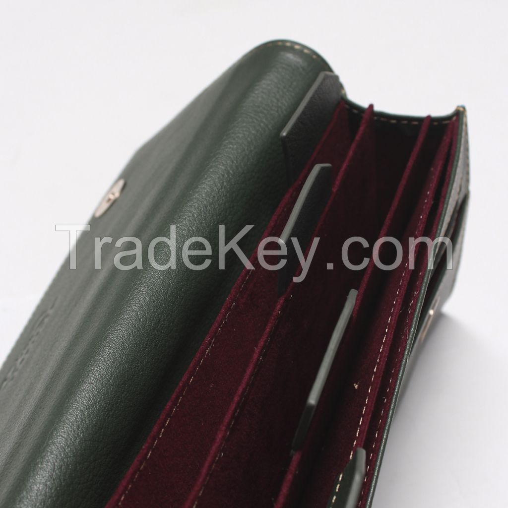 Leather Clutch for Passport and Boarding Pass - Green