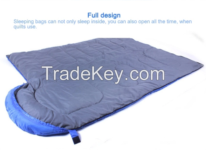 Soft polyester outdoor sleeping bag for 5-20 degrees Celsius