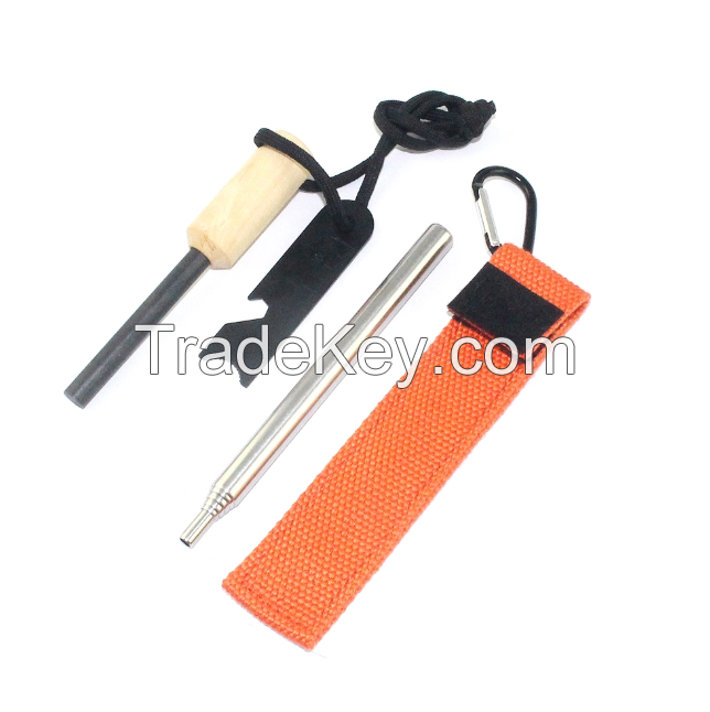 Outdoor Camping Gear Fire Starter with Scraper and Whistle, 2020 New Arrival Product Fire Starter Flint Set