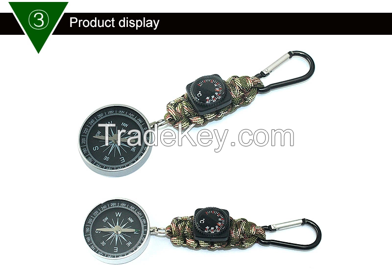 Thermometer compass climbing supplies key chain