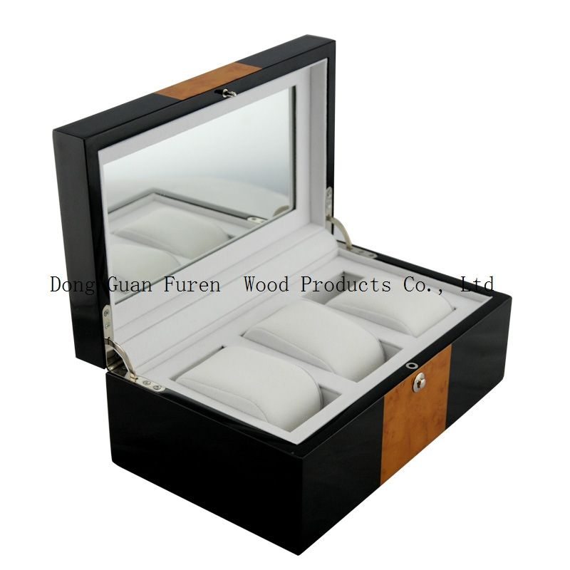 high quality wooden watch box with mirror inner