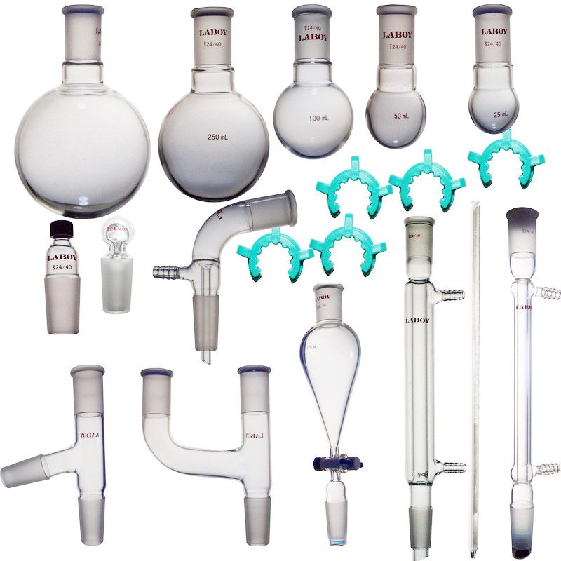 Laboy Glass Organic Chemistry Kit 24/40 Lab Glassware Set Distillation Apparatus 19pcs