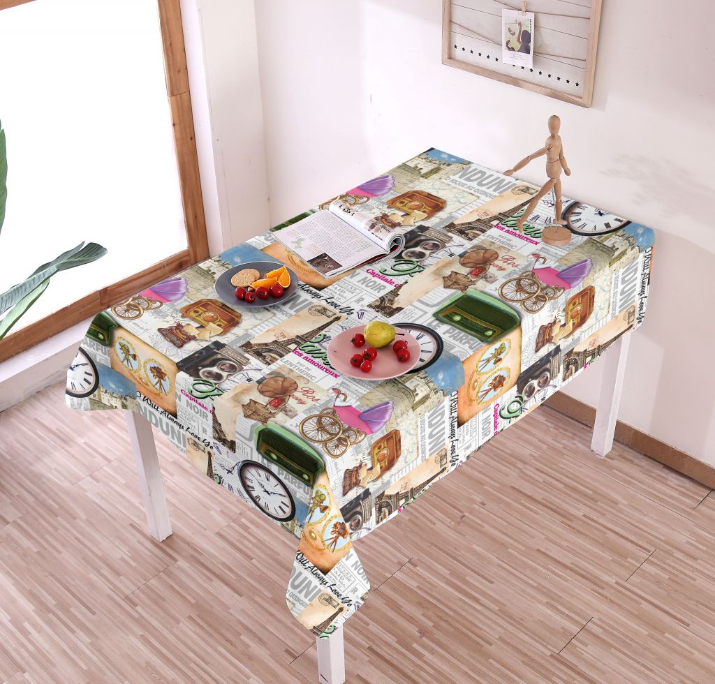 wholesale custom water proof  beautiful three layer printed pvc tablecloth table cover