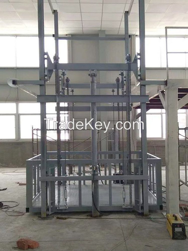 10 ton heavy duty hydraulic goods lift warehouse guide rail cargo lift construction freight elevator