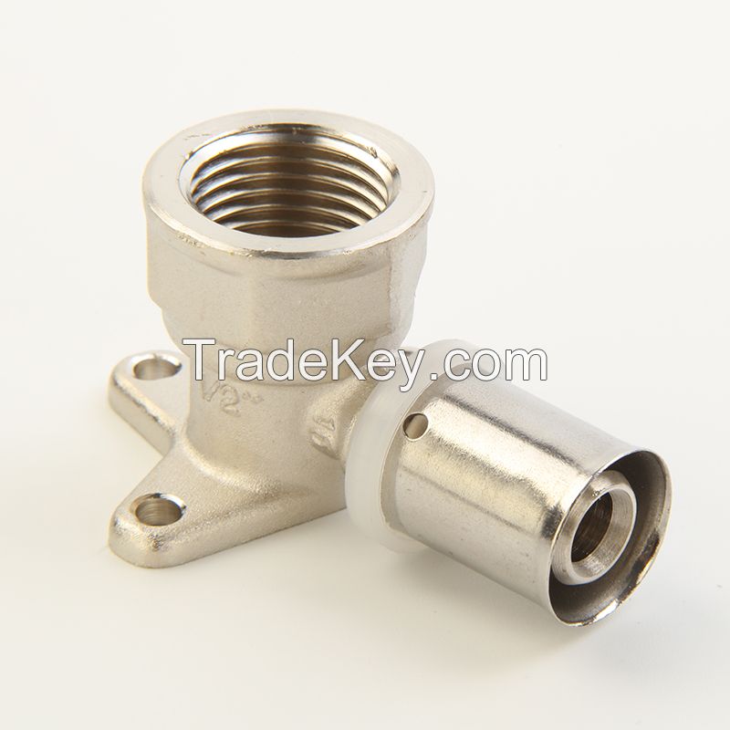 Brass Press Fitting Wall Plated Female Elbow Fitting with Seated Type