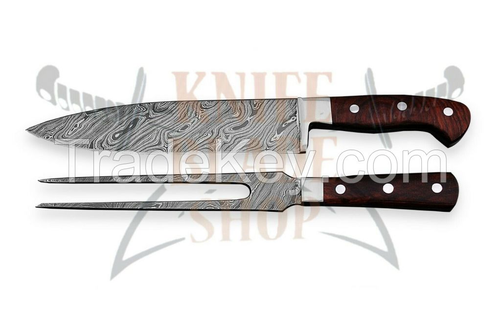 Damascus Steel Blades , VIKING 2 PIECE CARVING SET 02 piece SET